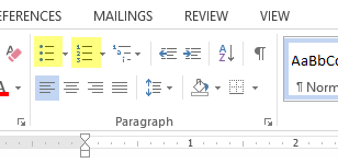 list options in Word